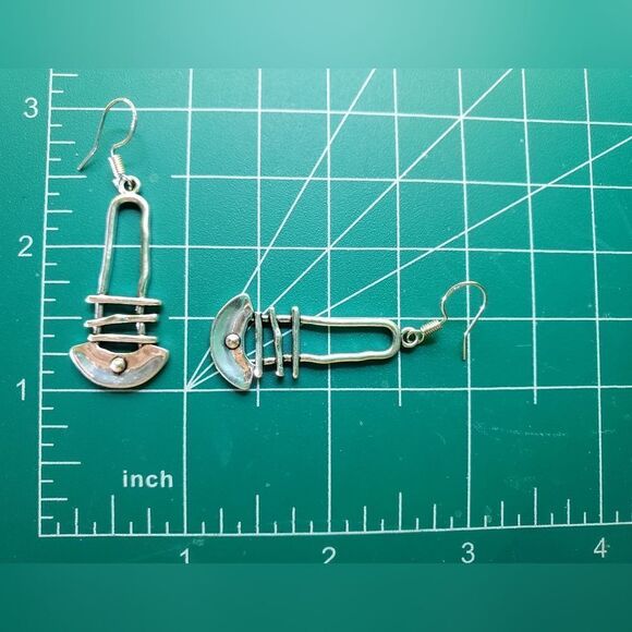 New Women's Bohemian Style Vintage looking Silver Drop Earrings hook design - Picture 9 of 9